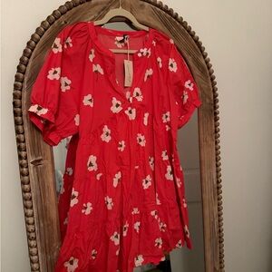 Floral Red Women's Dress